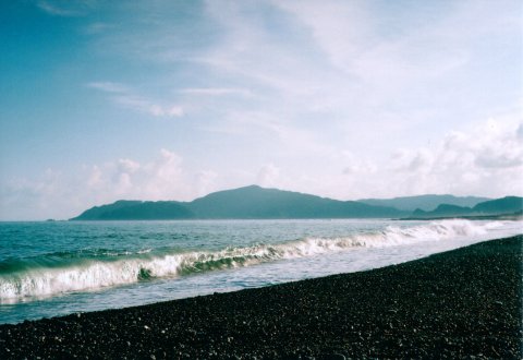 仁淀川河口波打ち際からの風景の写真